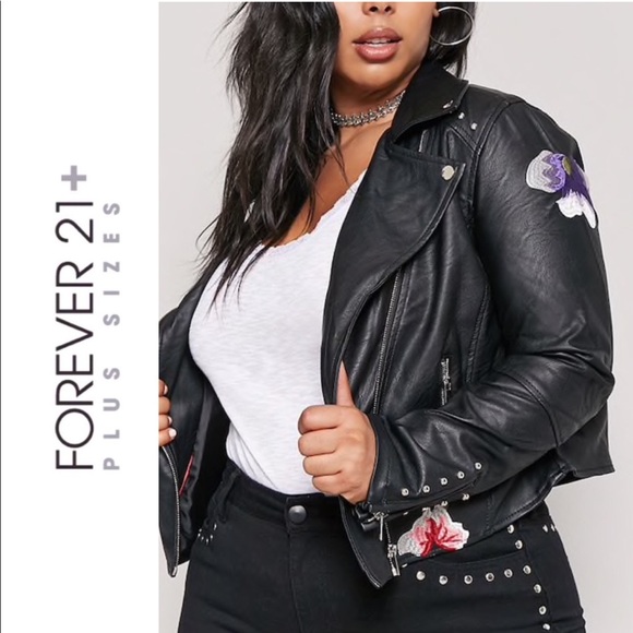 plus size studded moto jacket